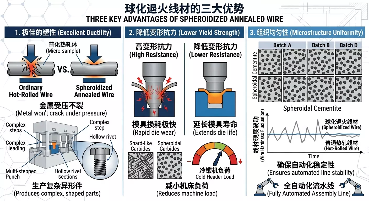 2. 콜드 헤딩은 왜 spheroidized 철사 막대를 사용해야합니까?